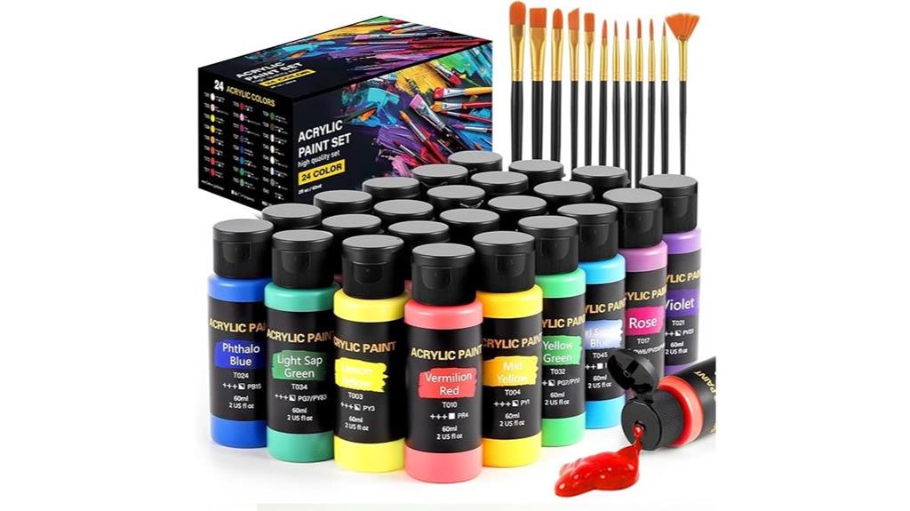 12 brush acrylic paint set
