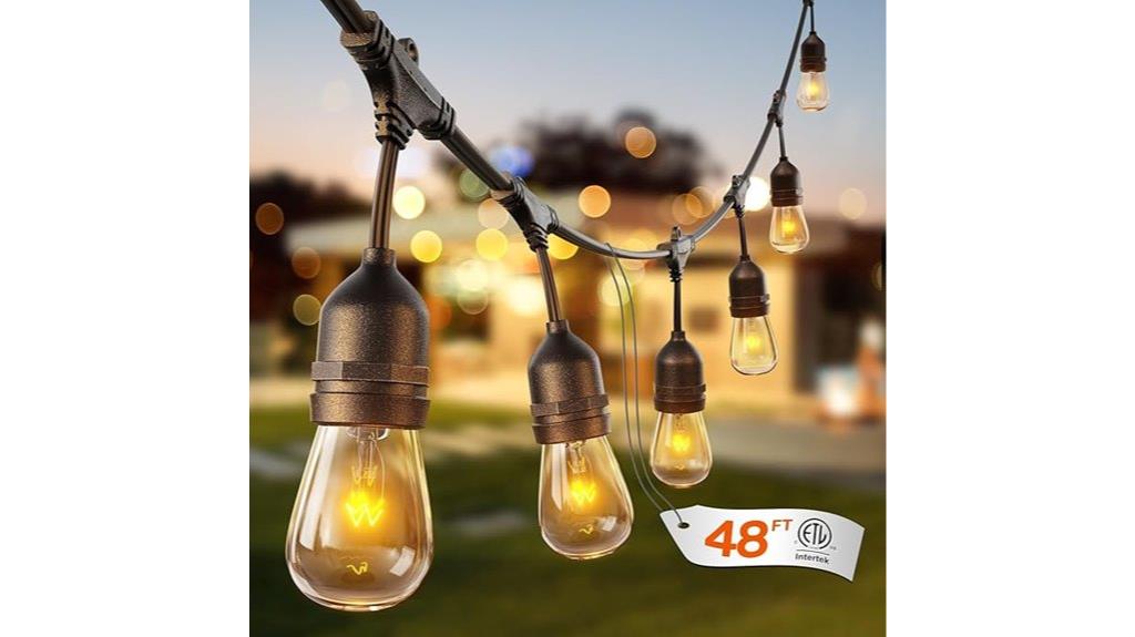 48 foot outdoor edison string lights