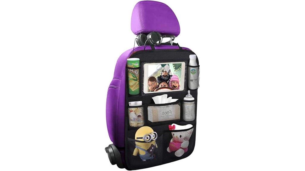 backseat organizer with touchscreen