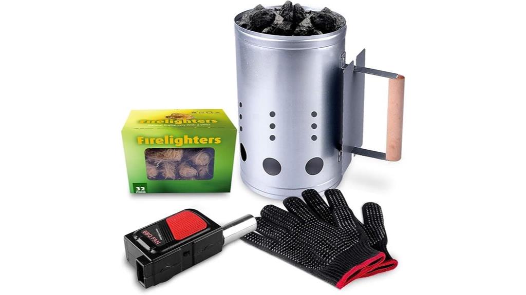 charcoal starter and tools