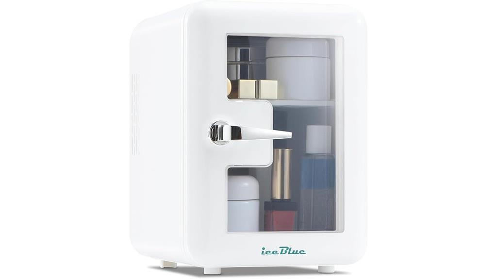 compact skincare fridge with window