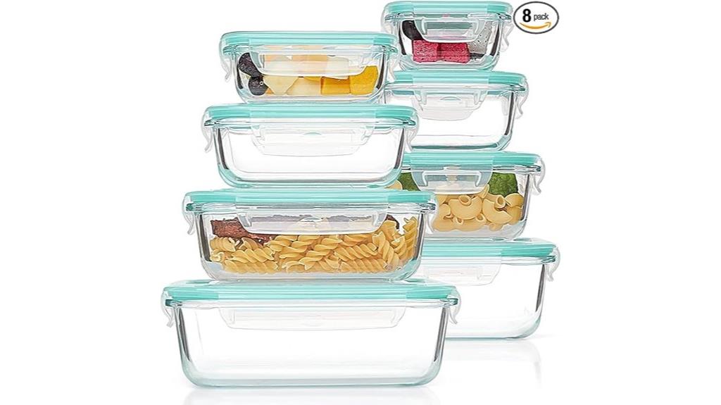 eight glass food containers