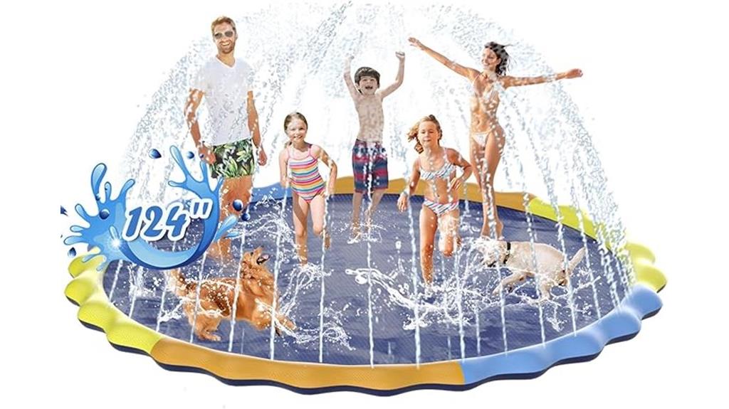 large dog and kid splash pad