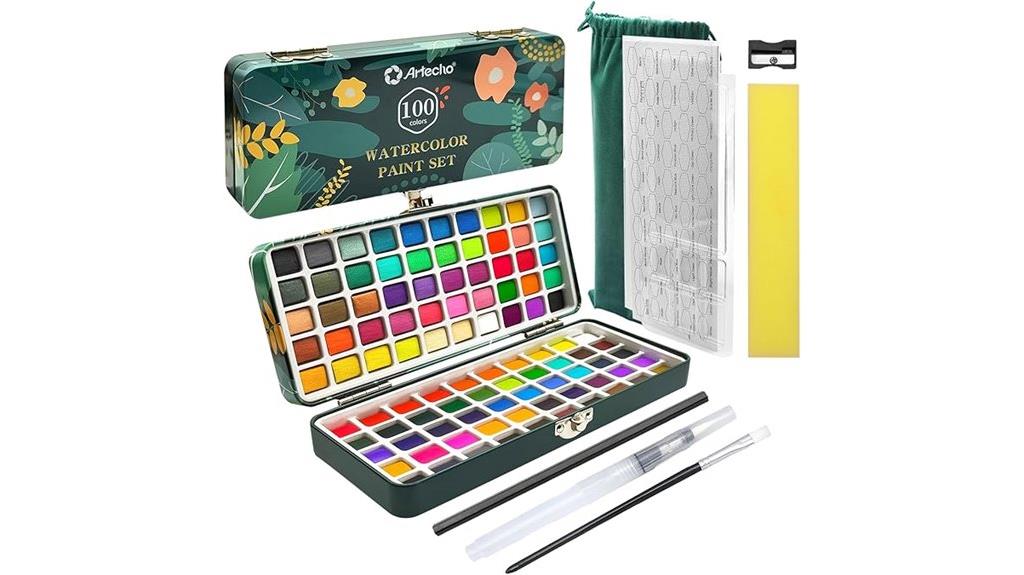 metallic watercolor set with accessories