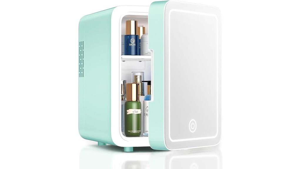 mini cosmetic fridge with mirror