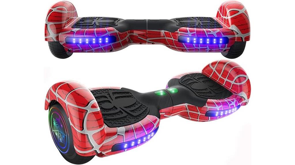 spider themed hoverboard with lights