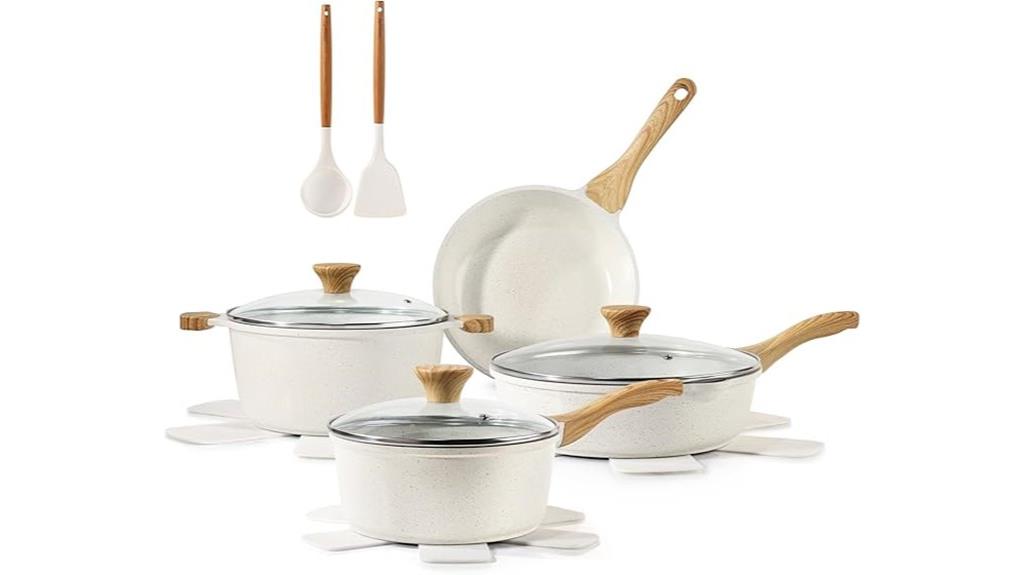 thirteen piece ceramic cookware set
