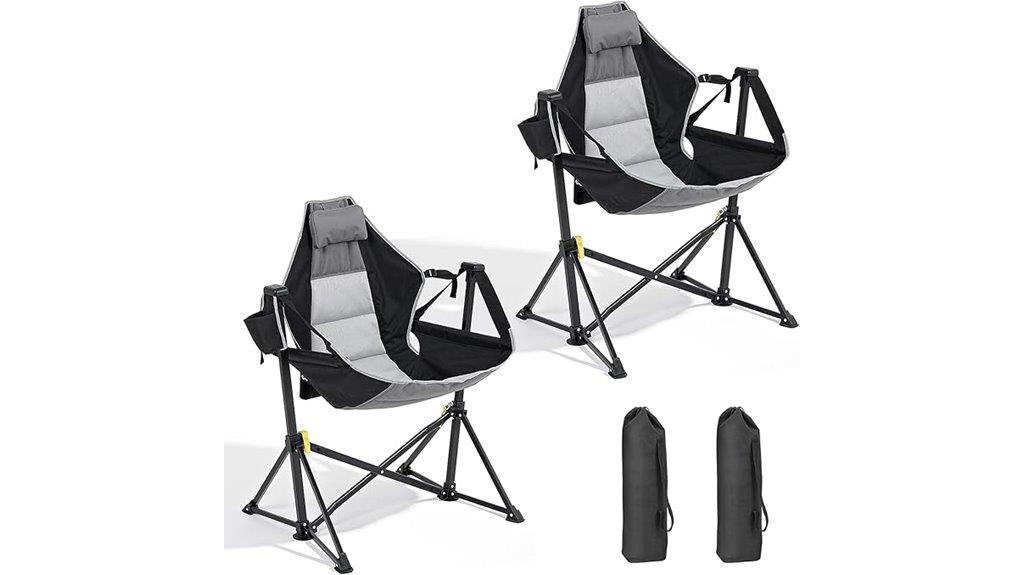 two hammock chairs with adjustable backrest