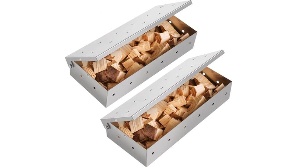 two stainless steel smoke boxes
