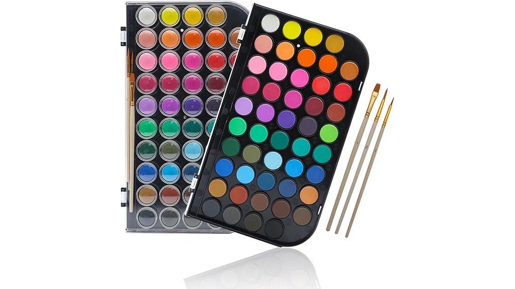 watercolor set with brushes